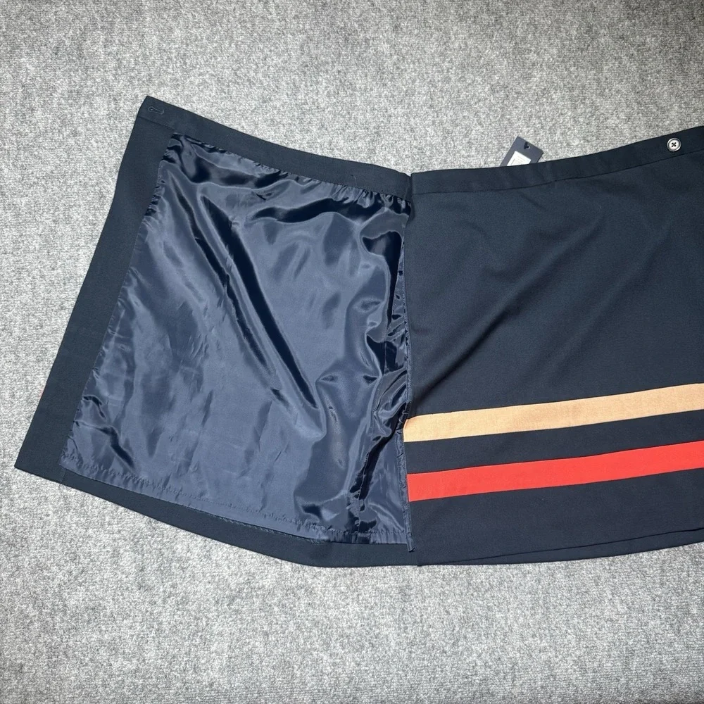Tommy Hilfiger Navy Striped Skirt Size 6 Casual Coquette Office NEW NWT